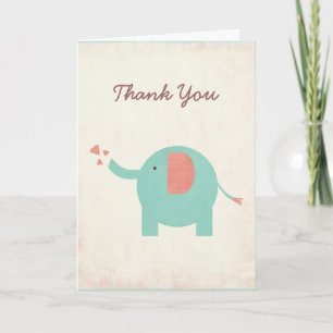 Sweet Retro Unisex Elephant Dankeschön Karte