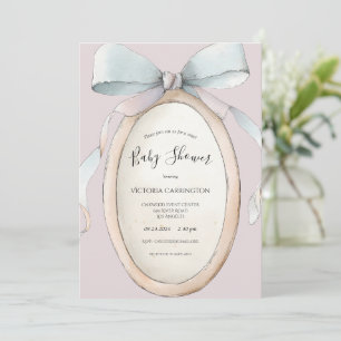 Sweet Ribbons & Bows Vintag Pink Baby Dusche Einladung