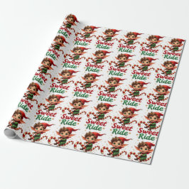 Sweet Ride Elf Christmas Wrapping Paper Geschenkpapier