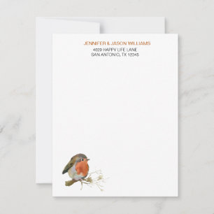 Sweet Robin Bird Nature Lover Stationery Mitteilungskarte