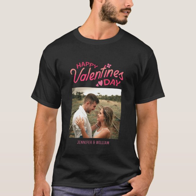 Sweet Romance Pink Fur Foto Valentinstag T-Shirt (Vorderseite)