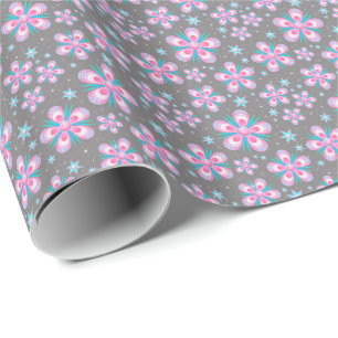 Sweet Romantic Abstrakt Pink Blume Muster Geschenkpapier