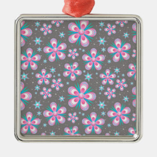 Sweet Romantic Abstrakt Pink Blume Muster Ornament Aus Metall
