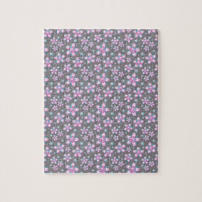 Sweet Romantic Abstrakt Pink Blume Muster Puzzle (Vertikal)