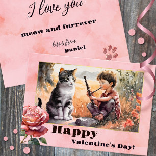 Sweet Romantic Funny Cat Happy Valentines Day Card Feiertagskarte