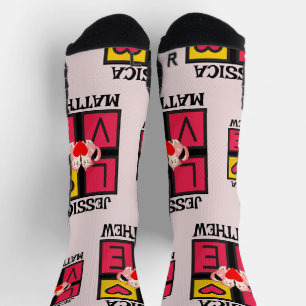 Sweet Romantic Happy Valentines Day Couple Name Socken