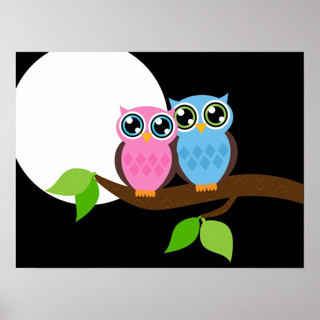 Sweet Romantic Owls Poster (Vorne)