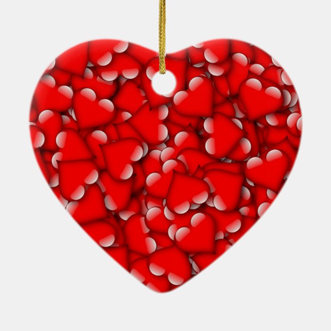 Sweet Romantic Valentine Liebe Herz Rot Keramik Ornament (Hinten)