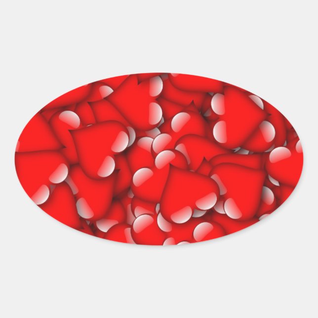 Sweet Romantic Valentine Liebe Herz Rot Ovaler Aufkleber (Vorderseite)
