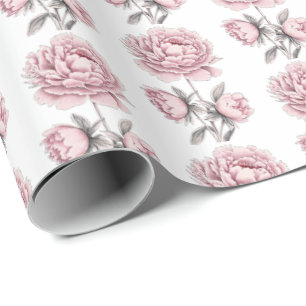 Sweet Romantic Vintag Brush Peony Blume Geschenkpapier
