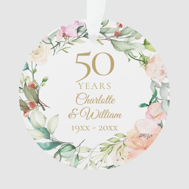 Sweet Rose Garland 50 Jahre Foto Ornament (Vorderseite)