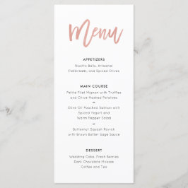 Sweet Rose Gold Moderne Princess Wedding Menu Menükarte