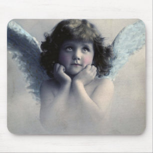 Sweet Rosy Cheeked Vintag Angel in Wolken Mousepad