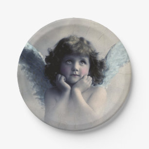 Sweet Rosy Cheeked Vintag Angel in Wolken Pappteller