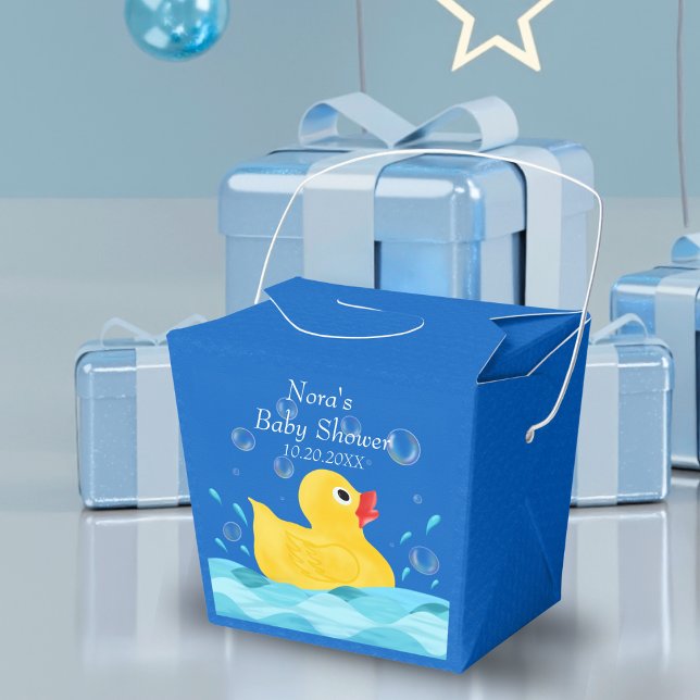 Sweet Rubber Ducky Bubbles Baby Dusche Geschenkschachtel (Delight guests with adorable Rubber Ducky Bubbles Baby Shower Favor Boxes, a sweet addition.)