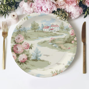 Sweet Rustic Country Zuhause Floral Landschaft Pappteller