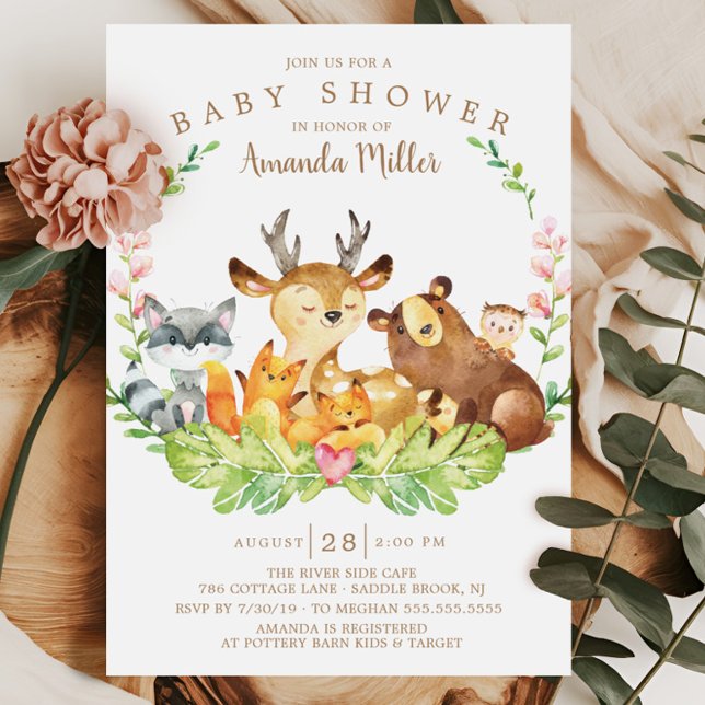 Sweet Rustic Forest Animals Baby Dusche Einladung (Von Creator hochgeladen)