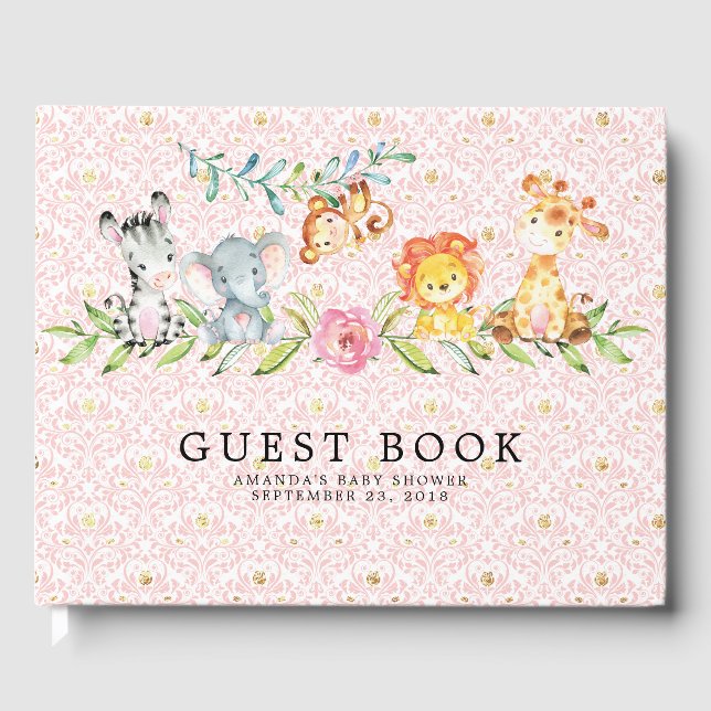 Sweet Safari Animals Baby Showbook Gästebuch (Vorderseite)