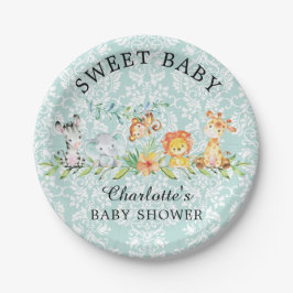 Sweet Safari Animals Baby Shower 7" Plättchen Pappteller