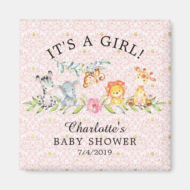 Sweet Safari Animals Baby Shower Fevor Magnet (Vorne)