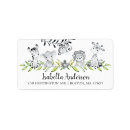 Sweet Safari Animals Baby Showmarke Adressaufkleber