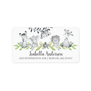 Sweet Safari Animals Baby Showmarke Adressaufkleber