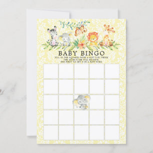 Sweet Safari Animals BINGO Baby Showspiel Einladung