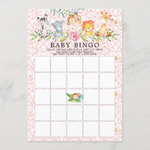 Sweet Safari Animals BINGO Baby Showspiel Einladung