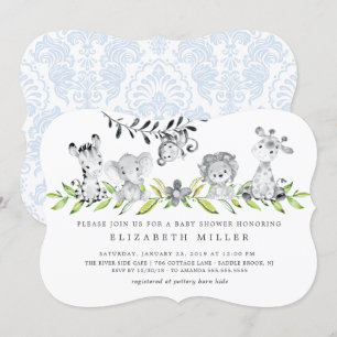 Sweet Safari Animals Boy Baby Shower Einladung