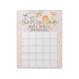 Sweet Safari Animals Girls Baby Shooting Bingo Gam Notizblock