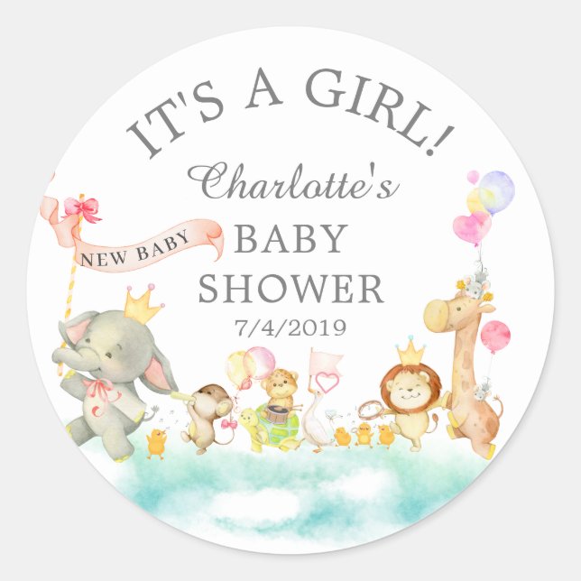 Sweet Safari Animals Parade Gefallen Sticker (Vorderseite)