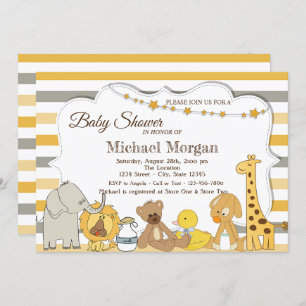 Sweet Safari Animals Stripe Baby Dusche Einladung