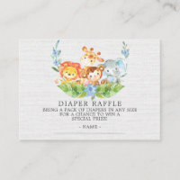 Sweet Safari Baby Showdusche Windeln Raffle Ticket