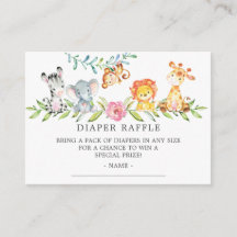 Sweet Safari Baby Showdusche Windeln Raffle Ticket