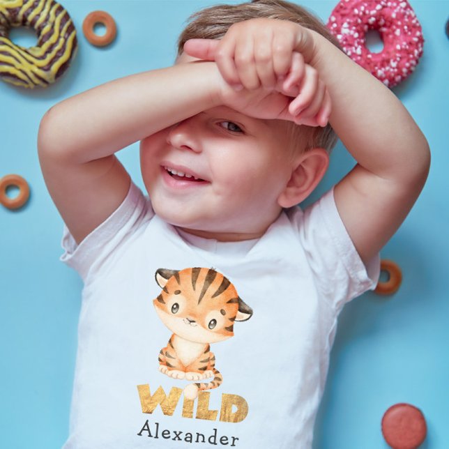 Sweet Safari Baby Tiger Birthday Baby T-shirt (Von Creator hochgeladen)