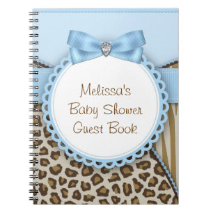 Sweet Safari Blue und Brown Baby Showbook Notizblock