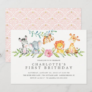 Sweet Safari Girls Einladung zum Geburtstag