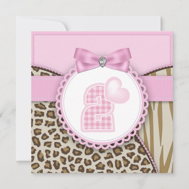 Sweet Safari Girls Geburtstagsparty Einladung (Vorderseite)