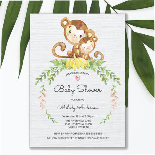 Sweet Safari Jungle Monkey Baby Dusche Einladung