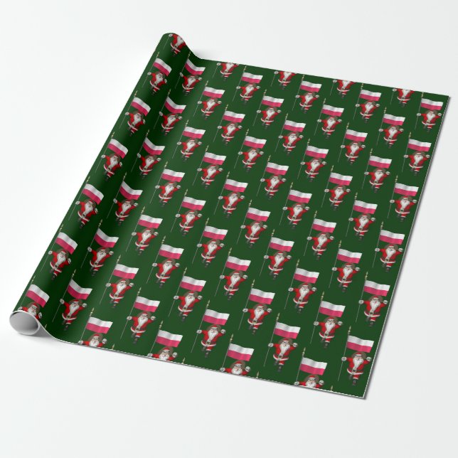 Sweet Saint Nicholas mit der Flagge Polens Geschenkpapier (Ungerollt)