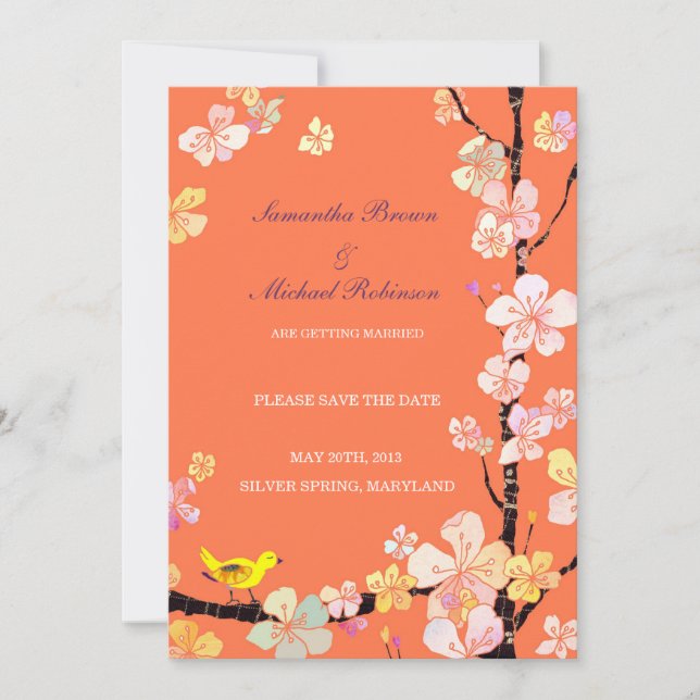Sweet Sakura Wedding Save the Date Einladungen (Vorderseite)