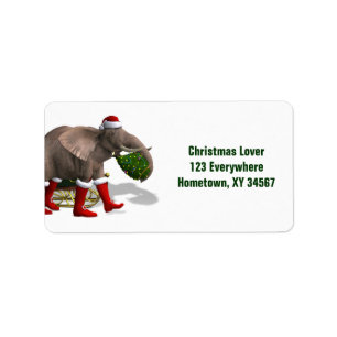 Sweet Santa Claus Elephant Adressaufkleber