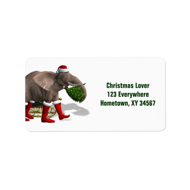 Sweet Santa Claus Elephant Adressaufkleber (Vorne)