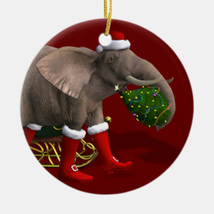 Sweet Santa Claus Elephant Keramik Ornament