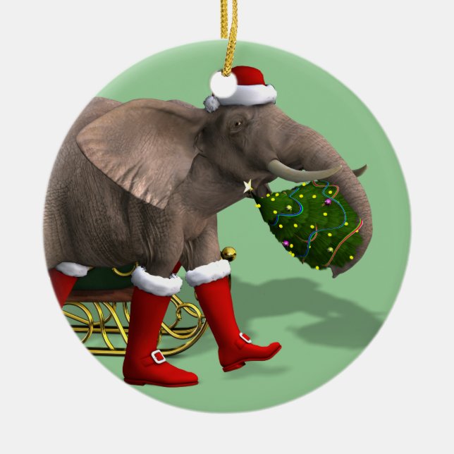 Sweet Santa Claus Elephant Keramikornament (Vorne)