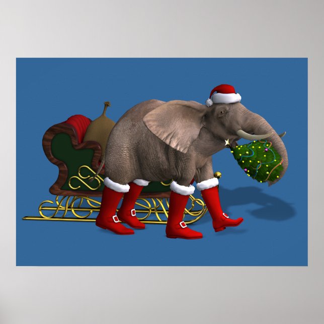 Sweet Santa Claus Elephant Poster (Vorne)