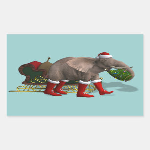Sweet Santa Claus Elephant Rechteckiger Aufkleber