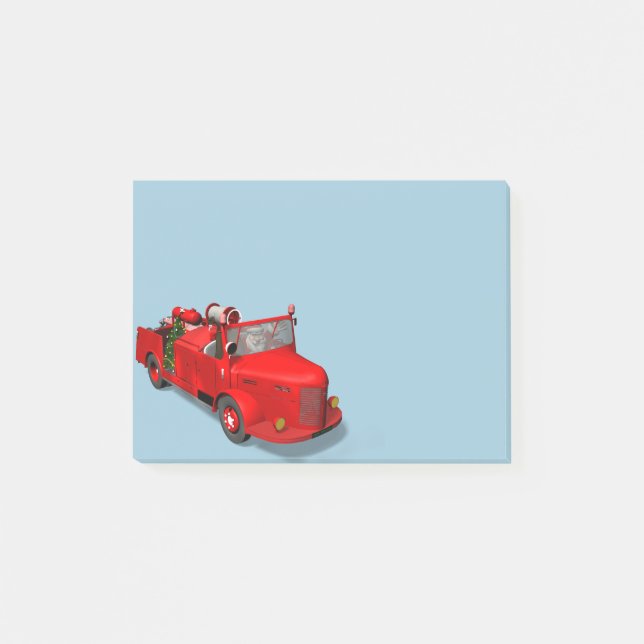 Sweet Santa Claus in Fire Motor Post-it Klebezettel (Vorderseite)