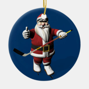 Sweet Santa Claus Lieben Ice Hockey Keramikornament
