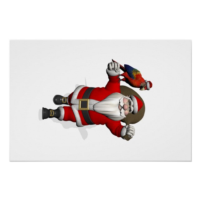 Sweet Santa Claus Lieben Macaws Parrots Poster (Vorderseite)